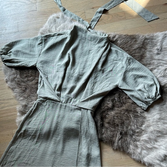 ASOS Cowl Neck Skate Midi Dress w/ Open Back - Sage Green - Size 4 - Picture 2 of 7